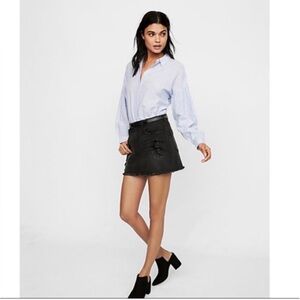 Express Women’s Black Destroyed Denim Ultra Mini Skirt